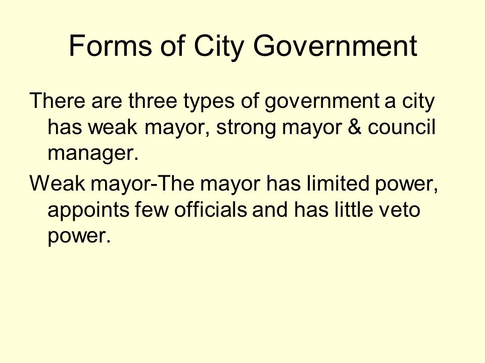 Forms of City Government