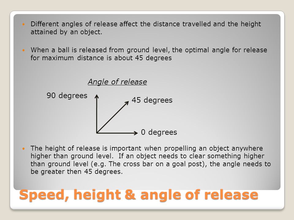 Speed, height & angle of release