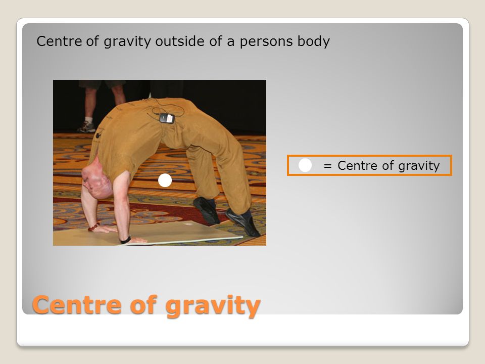 Centre of gravity Centre of gravity outside of a persons body