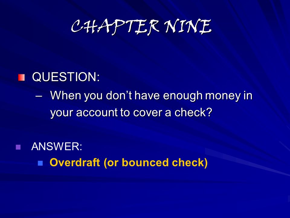 CHAPTER NINE QUESTION: