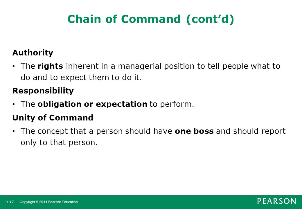 Chain of Command (cont’d)