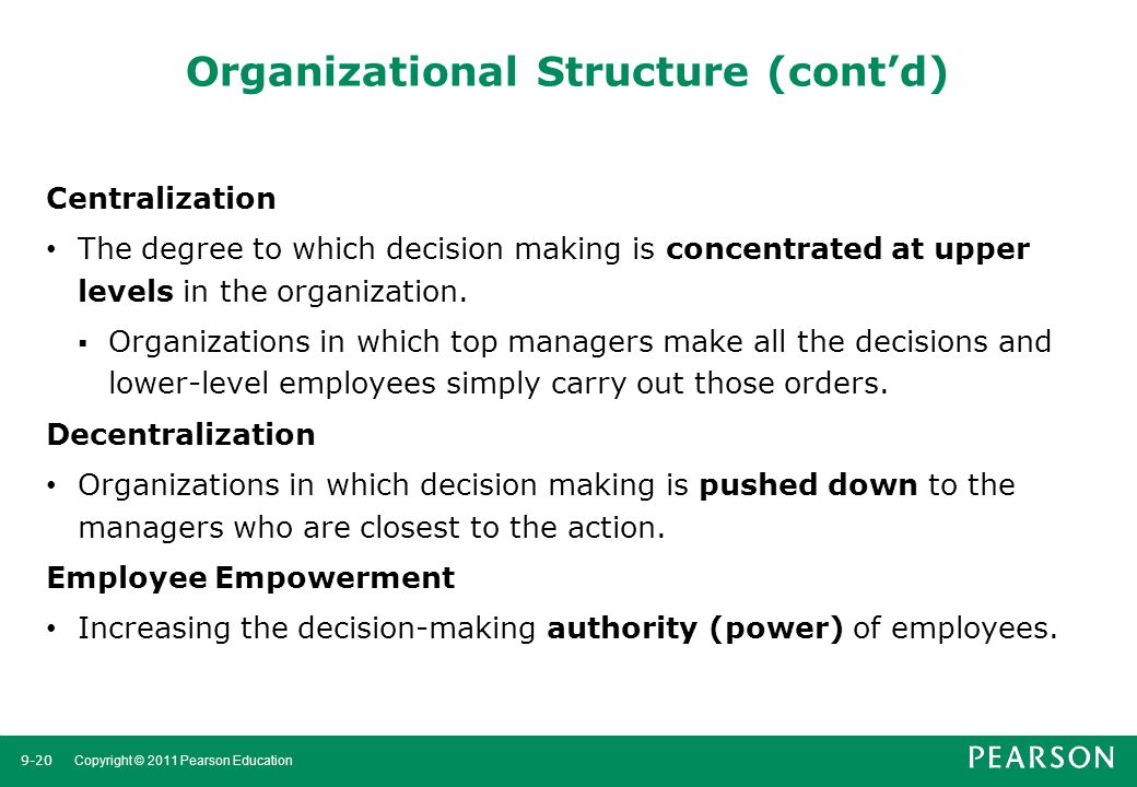 Organizational Structure (cont’d)