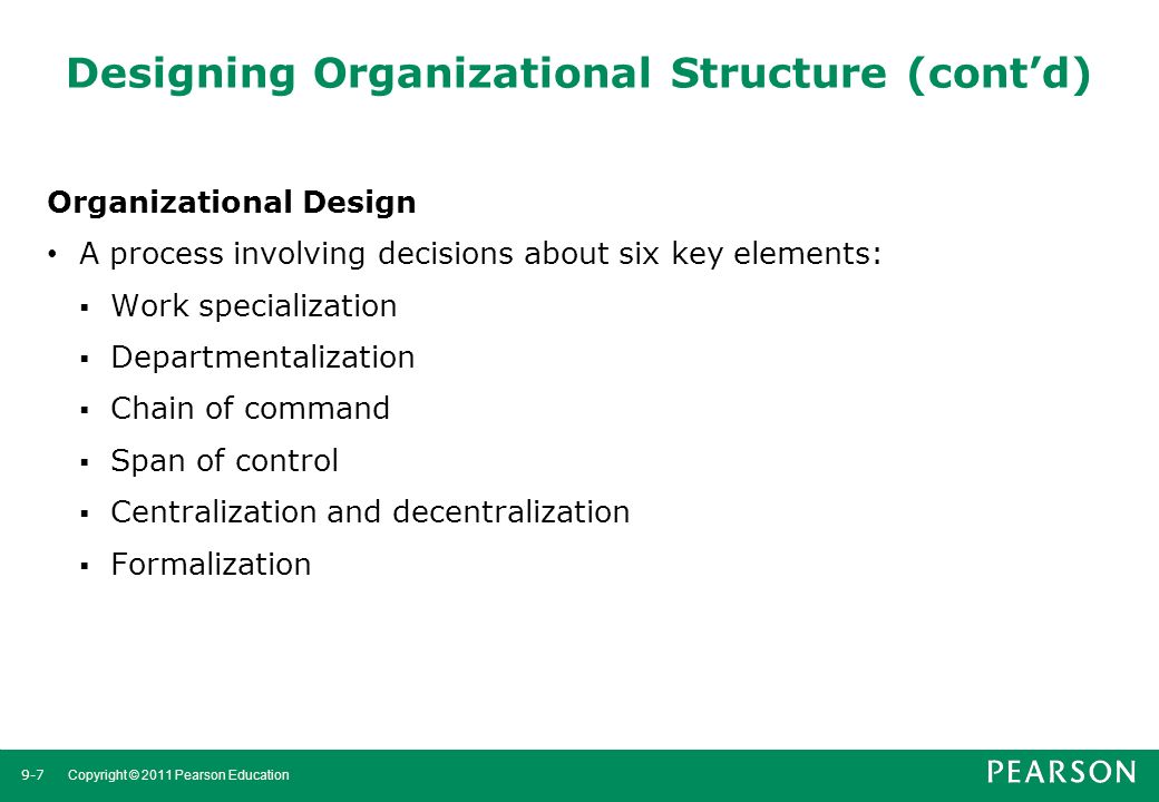 Designing Organizational Structure (cont’d)