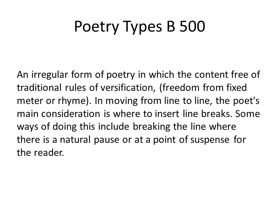 Poetry Types B 500