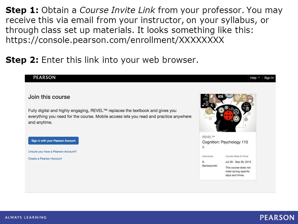 Step 1: Obtain a Course Invite Link from your professor