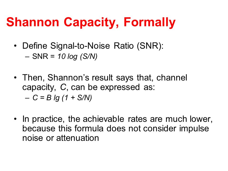 Shannon Capacity, Formally