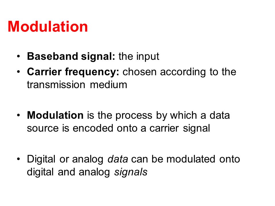 Modulation Baseband signal: the input
