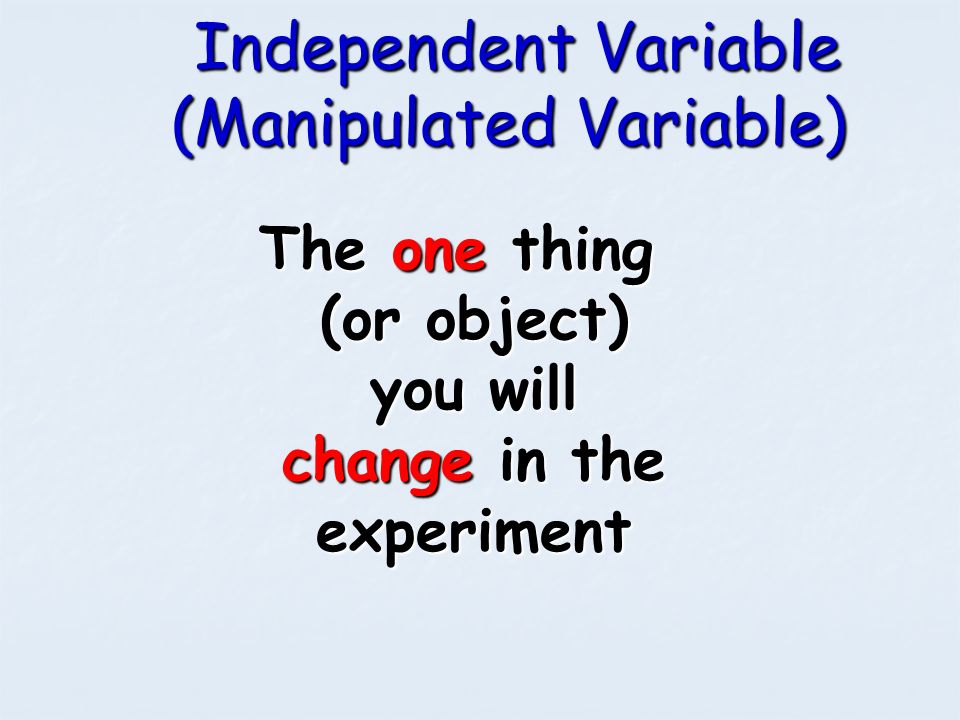 Independent Variable (Manipulated Variable)
