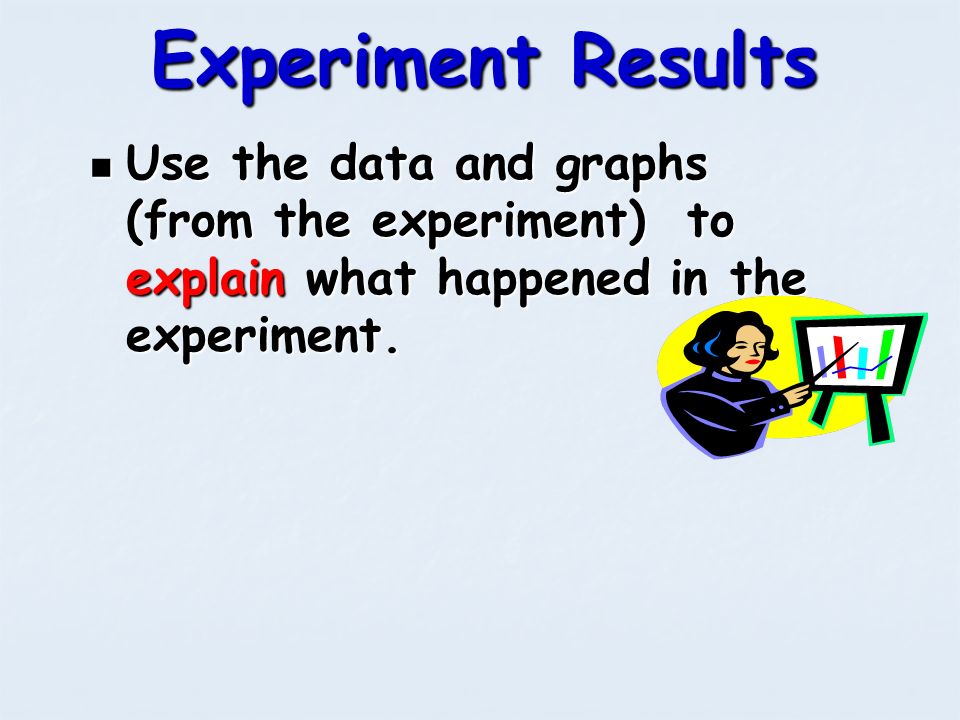 Experiment Results Use the data and graphs (from the experiment) to explain what happened in the experiment.