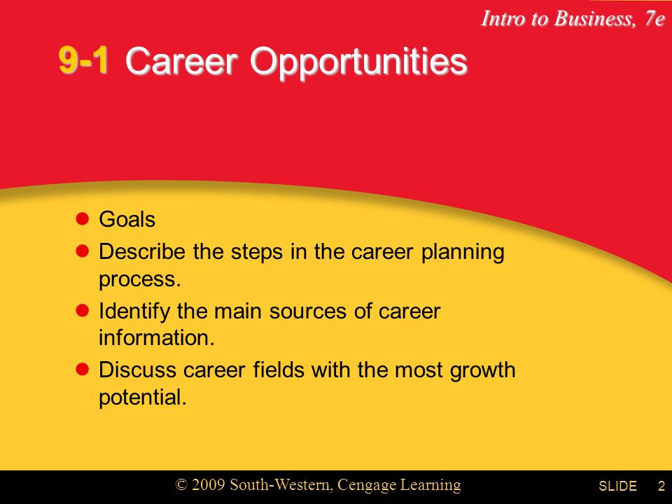 9-1 Career Opportunities Goals