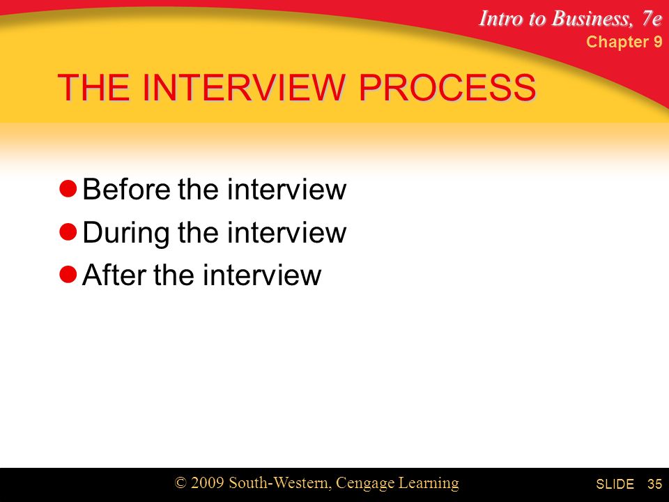 THE INTERVIEW PROCESS Before the interview During the interview
