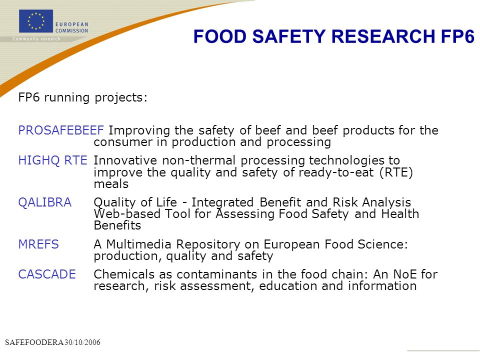 FOOD SAFETY RESEARCH FP6