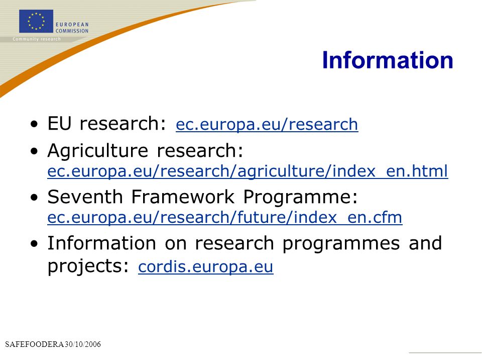 Information EU research: ec.europa.eu/research