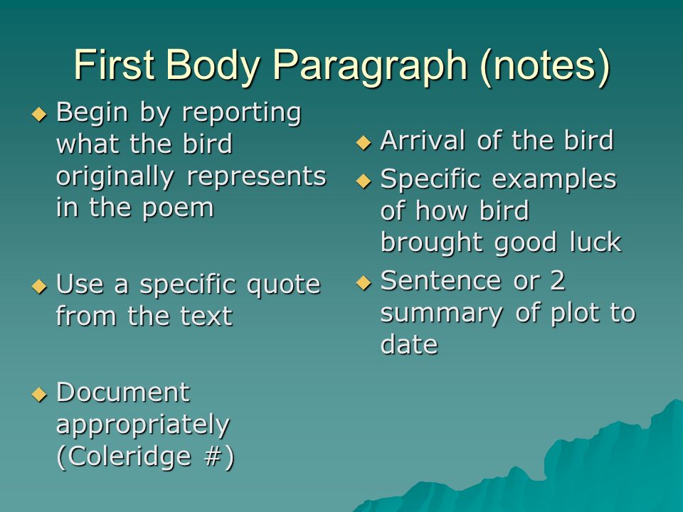 First Body Paragraph (notes)
