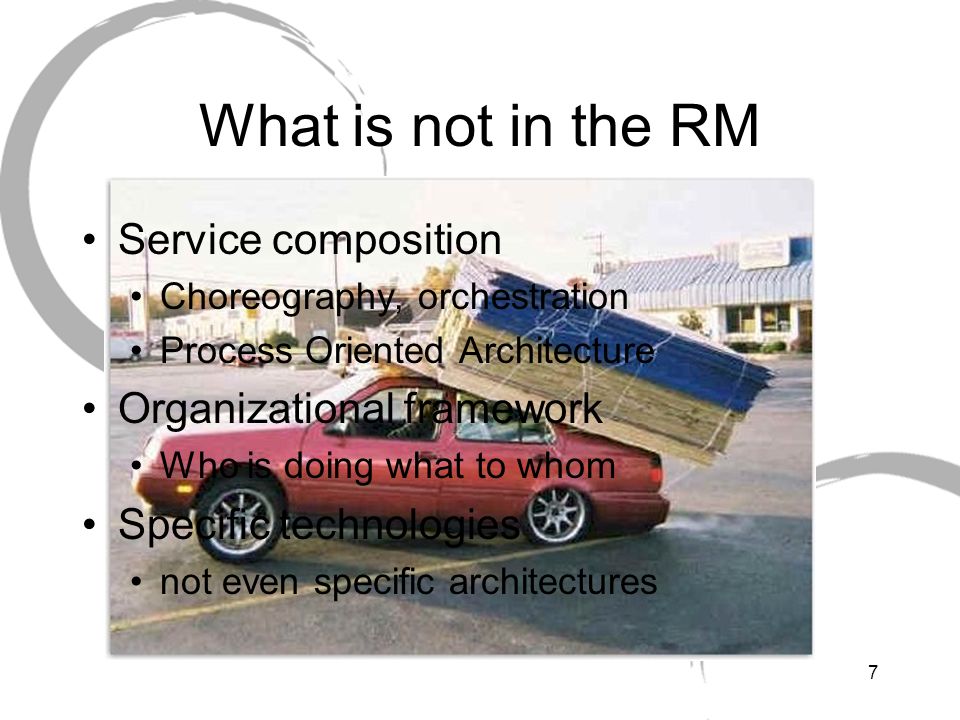 What is not in the RM Service composition Organizational framework