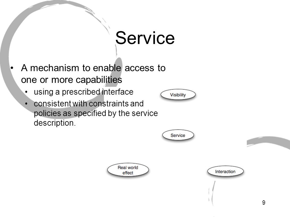 Service A mechanism to enable access to one or more capabilities