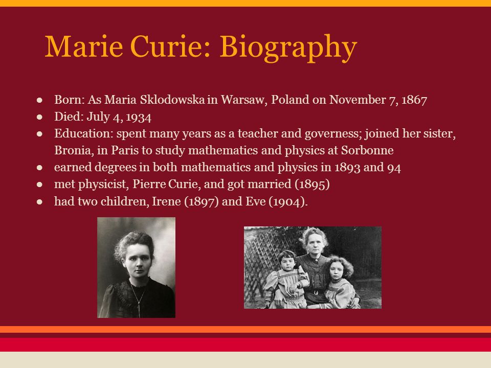 maria sklodowska curie biography