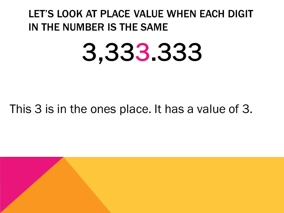Let’s look at place value when each digit in the number is the same