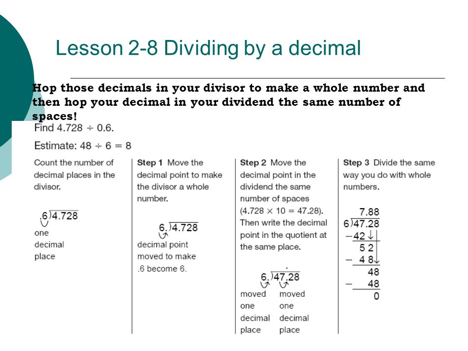 Lesson 2-8 Dividing by a decimal