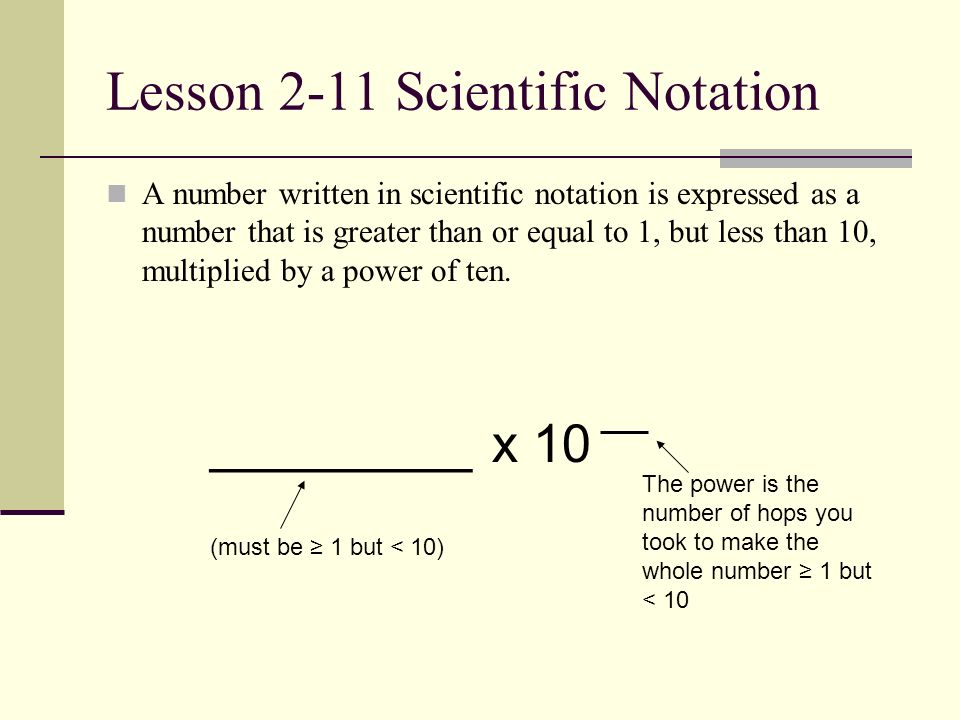 Lesson 2-11 Scientific Notation