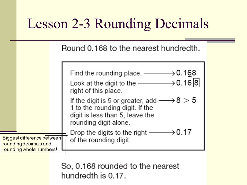 Lesson 2-3 Rounding Decimals