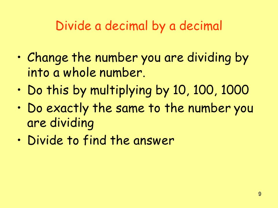 Divide a decimal by a decimal