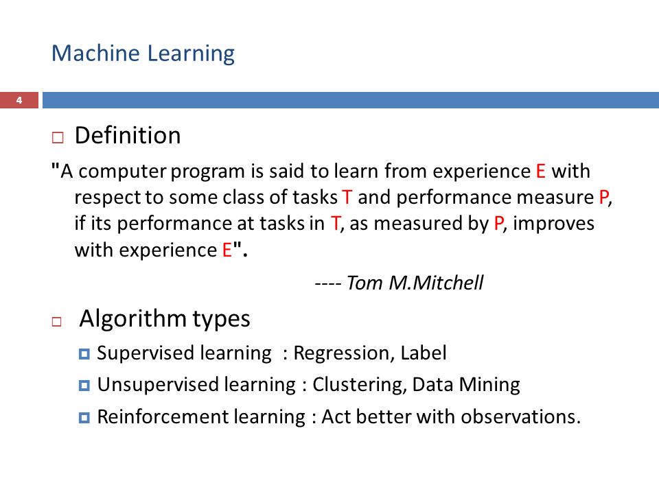 A Concise Explanation of Learning Algorithms with the Mitchell