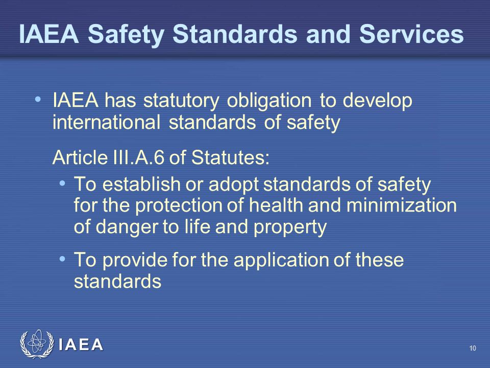IAEA Safety Standards and Services