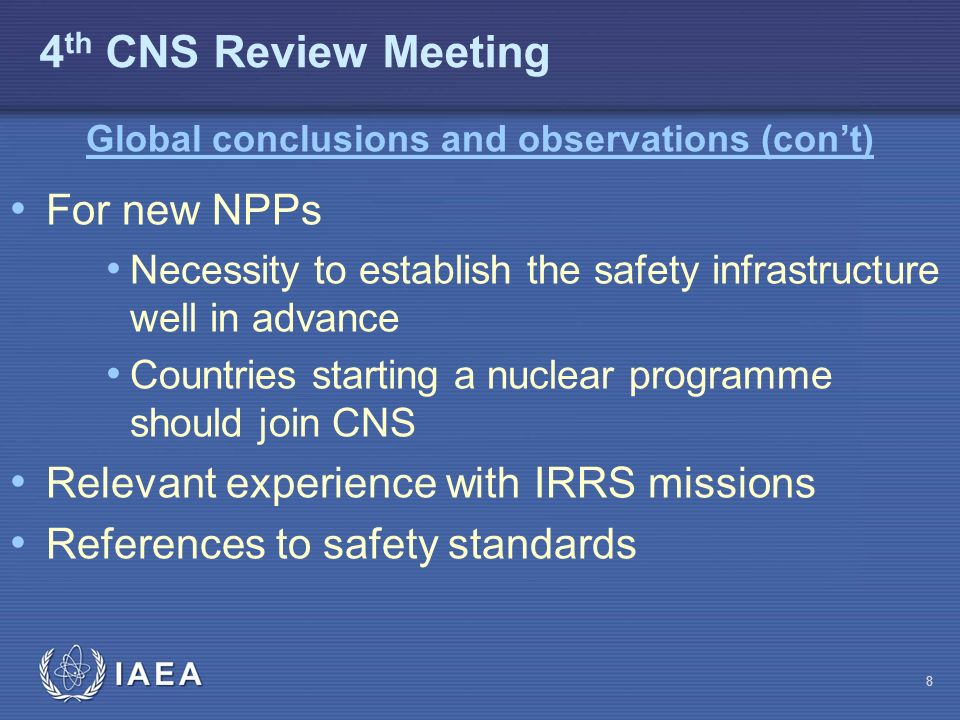 Global conclusions and observations (con’t)