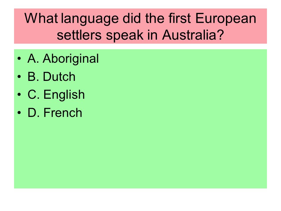 What language did the first European settlers speak in Australia