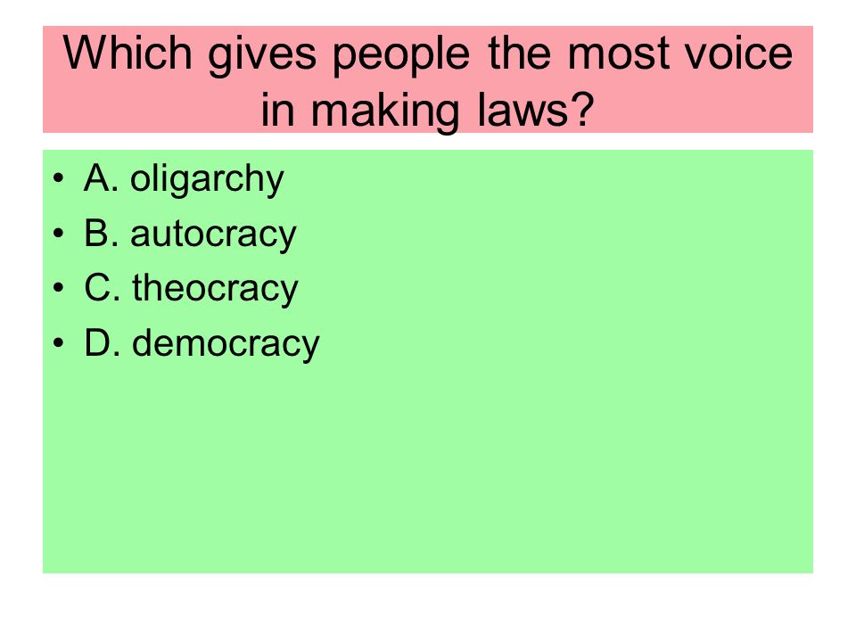 Which gives people the most voice in making laws
