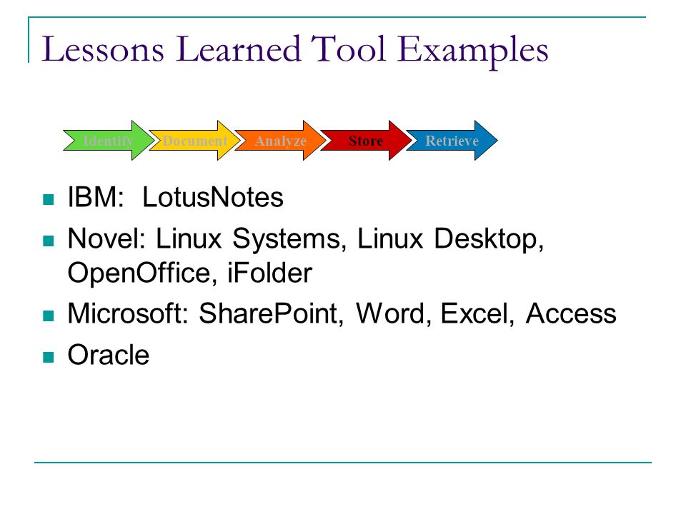 Lessons Learned, Lessons Learned system