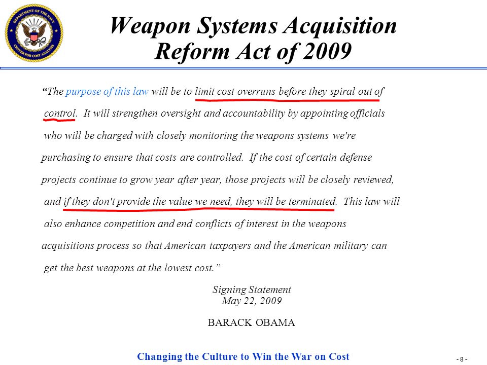 Weapon Systems Acquisition Reform Act of 2009