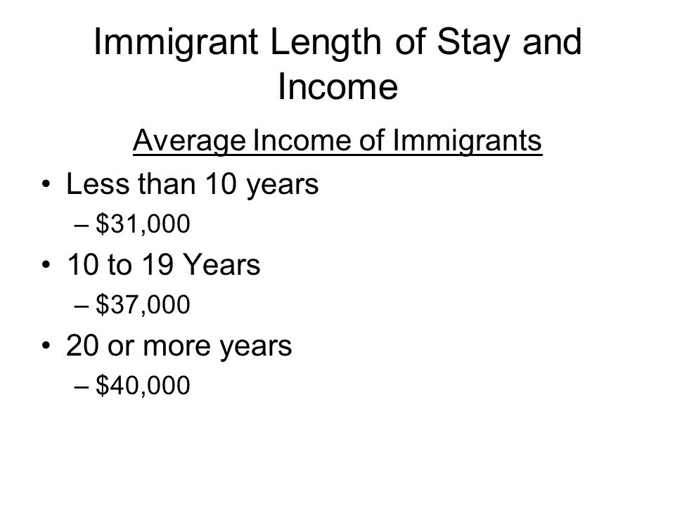 Immigrant Length of Stay and Income