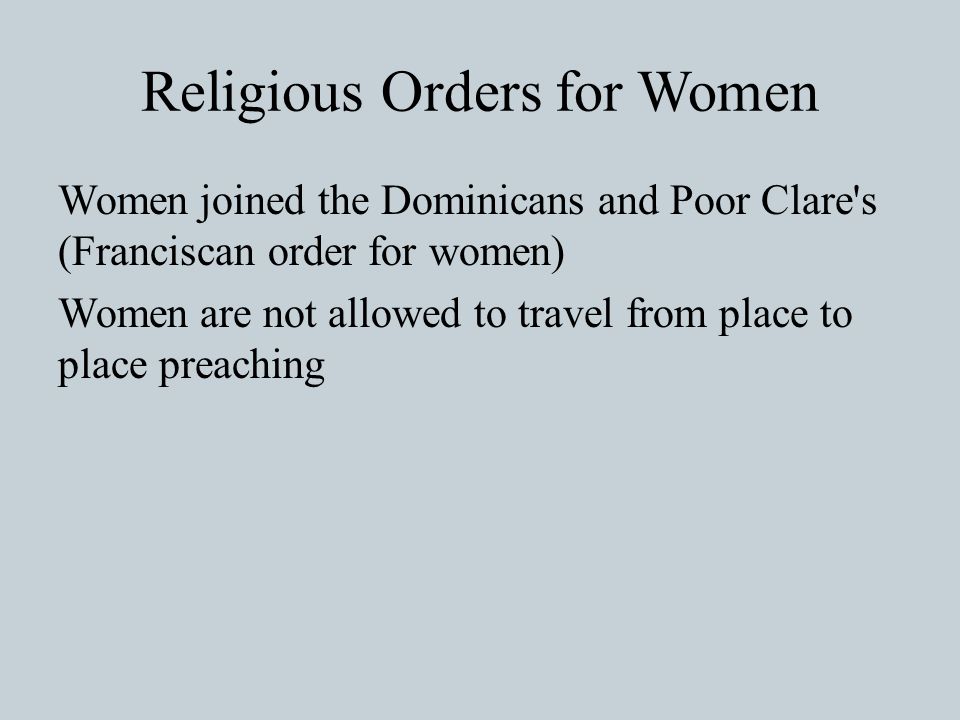 Religious Orders for Women