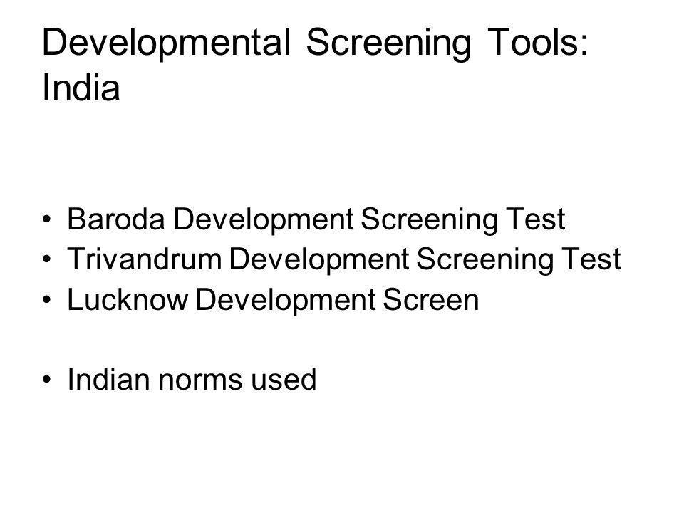 Trivandrum Developmental Screening Chart