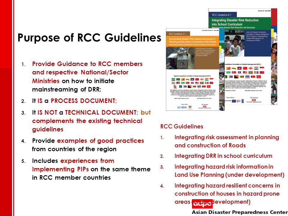 Purpose of RCC Guidelines
