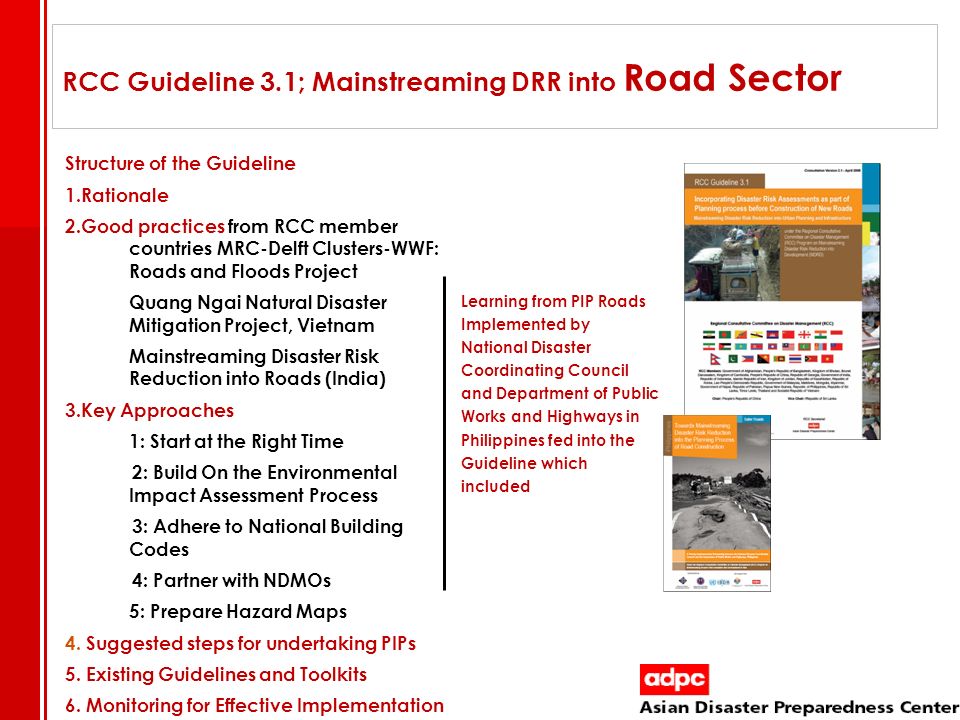 RCC Guideline 3.1; Mainstreaming DRR into Road Sector