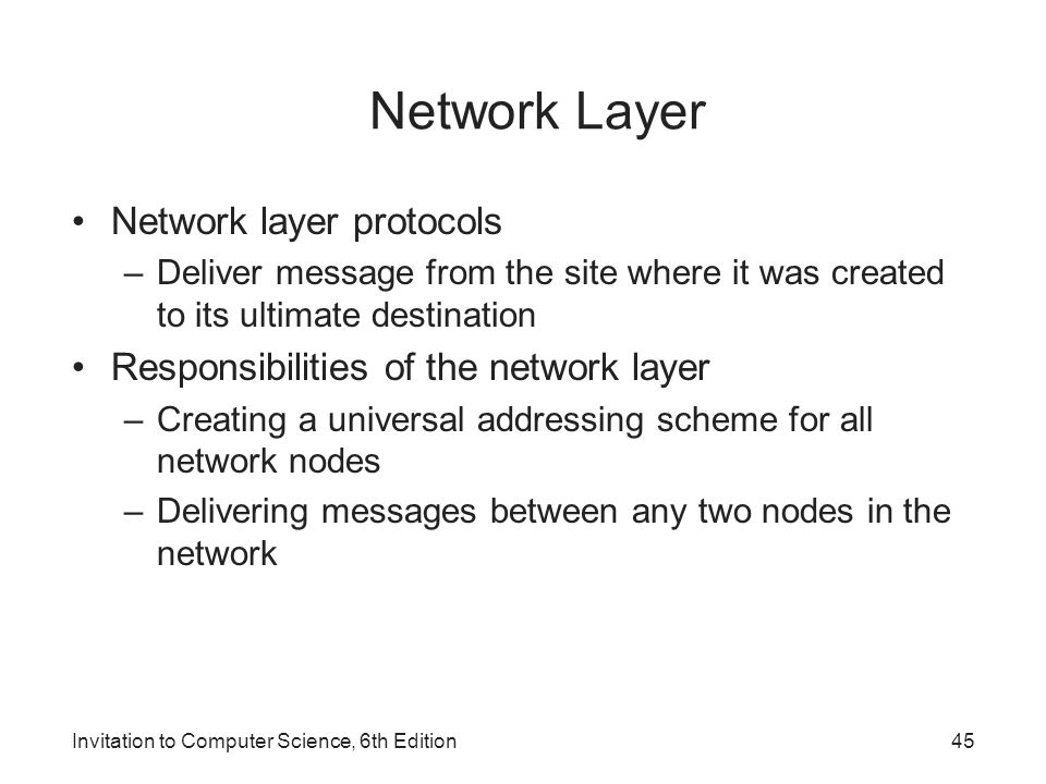 Network Layer Network layer protocols
