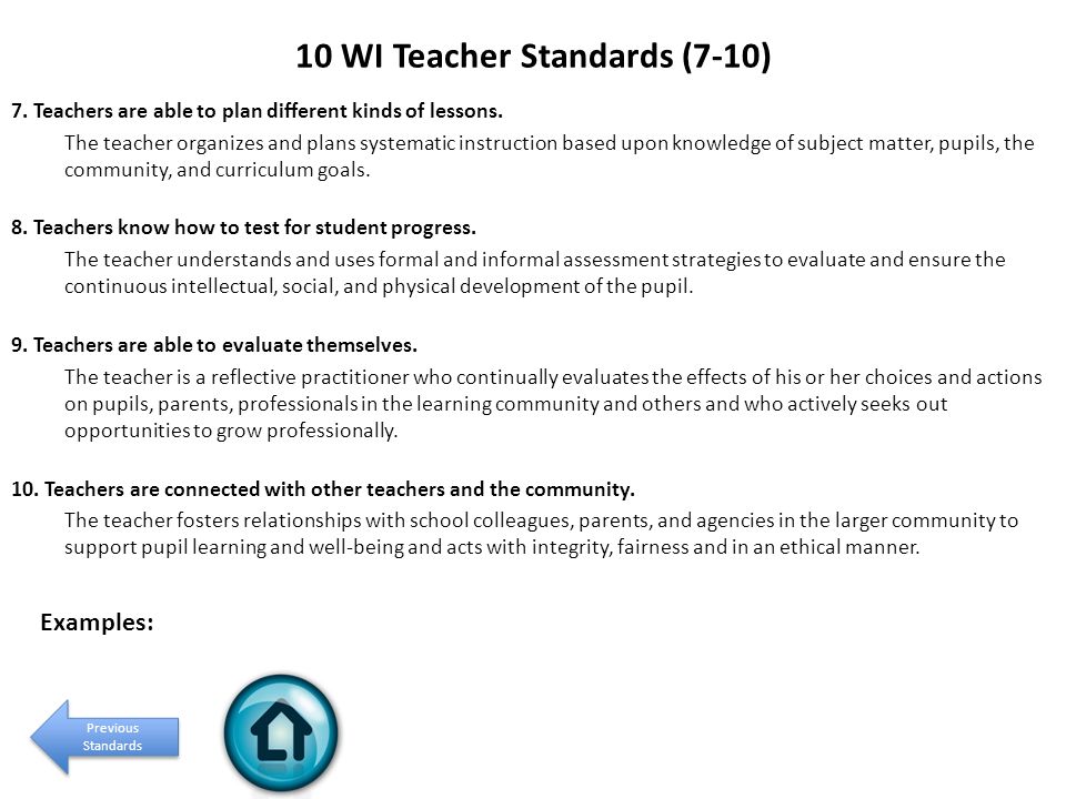 10 WI Teacher Standards (7-10)