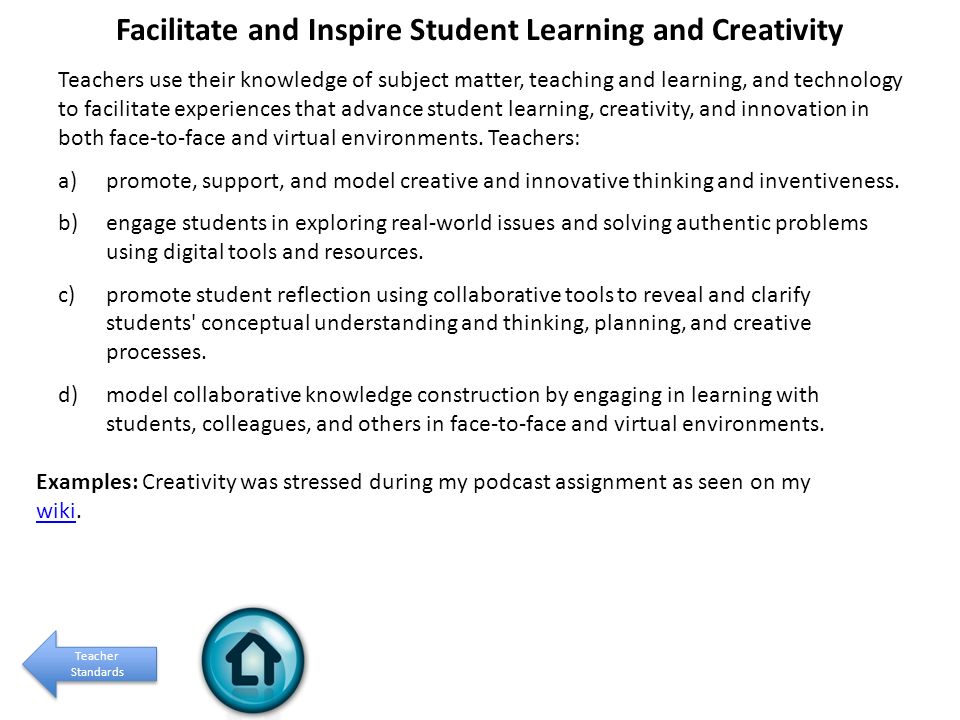 Facilitate and Inspire Student Learning and Creativity