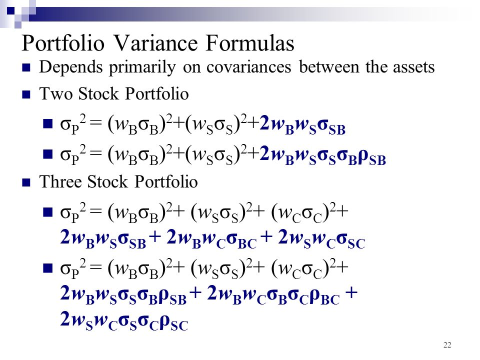 Portfolio Variance Formulas