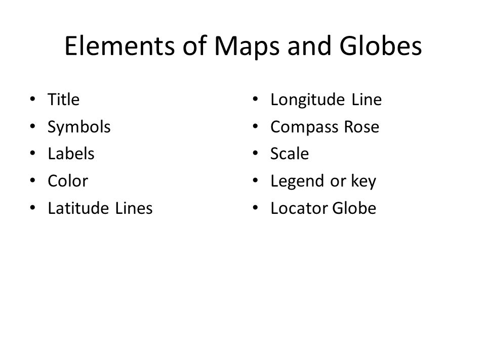 Elements of Maps and Globes