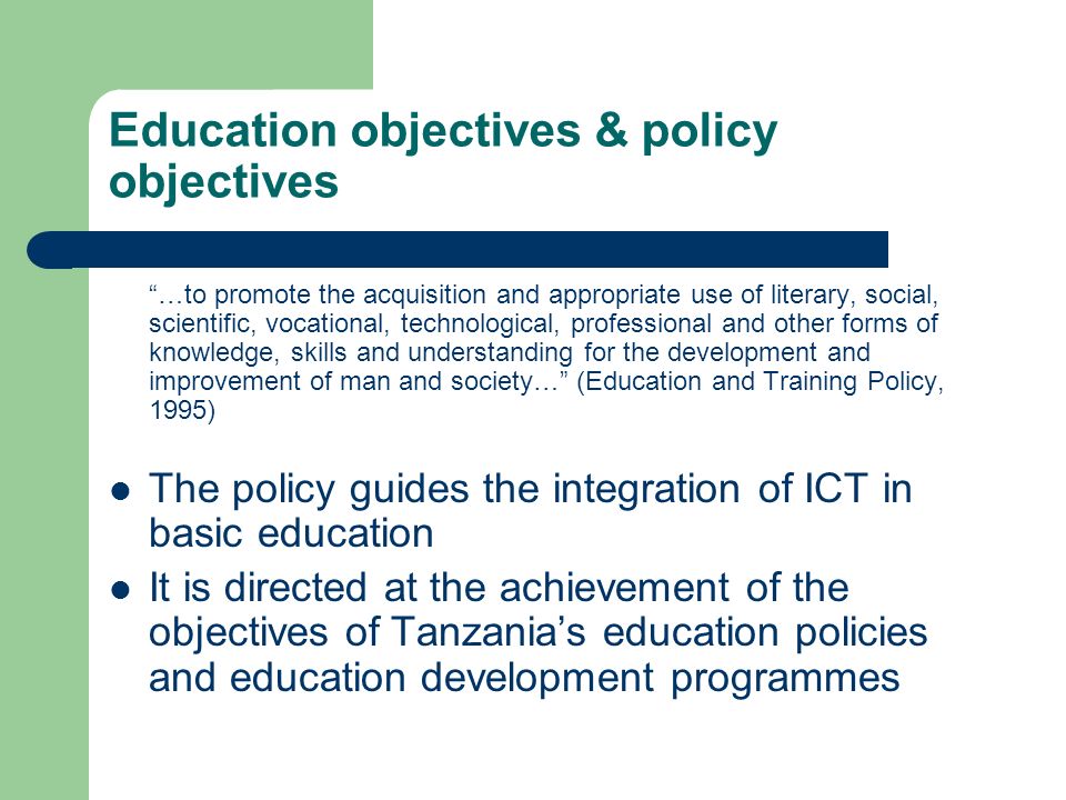 Education objectives & policy objectives