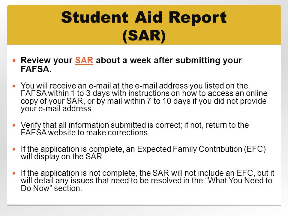 Student Aid Report (SAR)