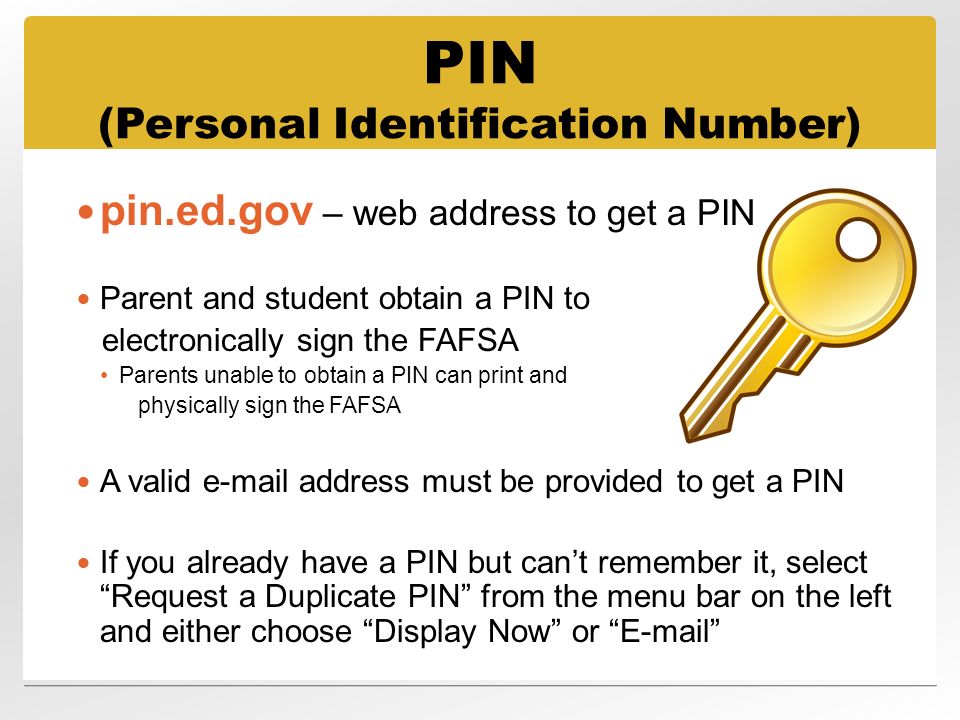 PIN (Personal Identification Number)