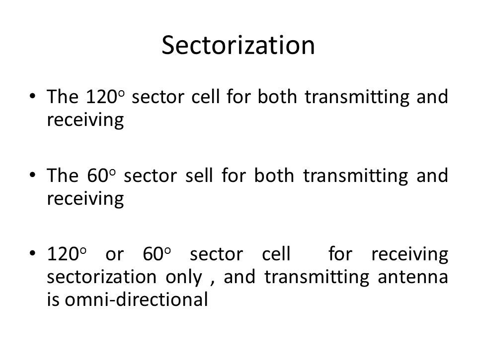 Sectorization The 120o sector cell for both transmitting and receiving