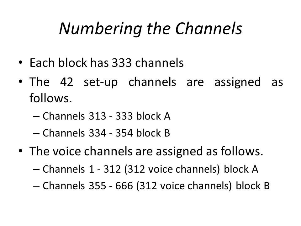 Numbering the Channels