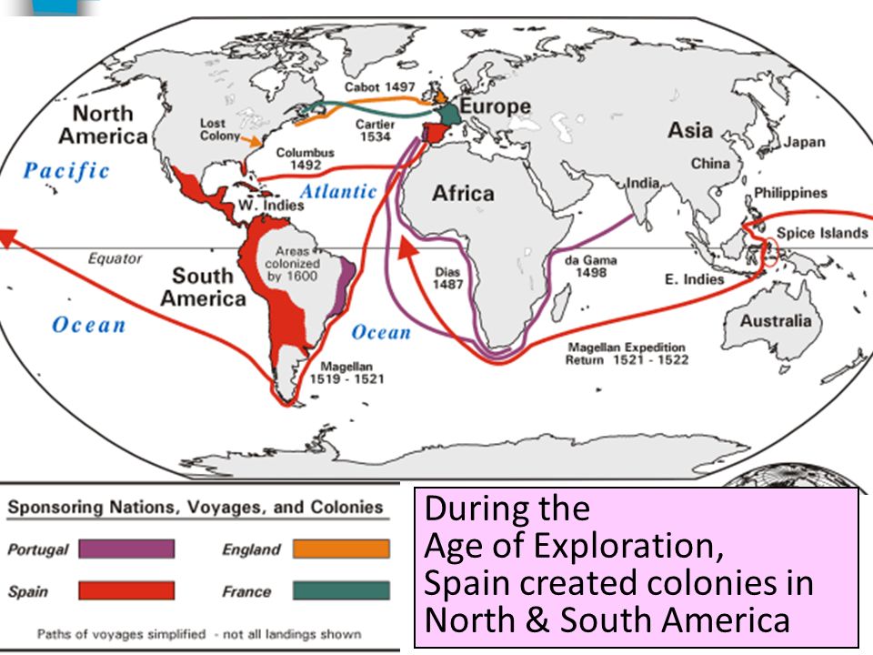 During the Age of Exploration, Spain created colonies in North & South America