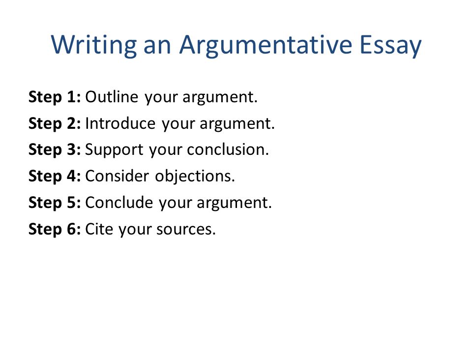 which is a step in writing an argumentative speech
